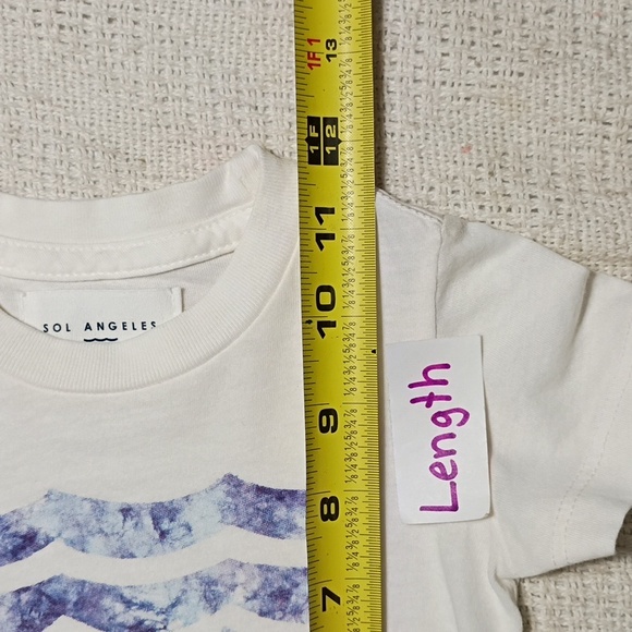 NWT Sol Angeles Baby Cream and Blue Wave Short Sleeve Tee Sz 6-12 Month USA Made - Picture 8 of 8